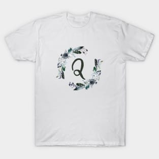 Floral Monogram Q Dark Bohemian Flora T-Shirt